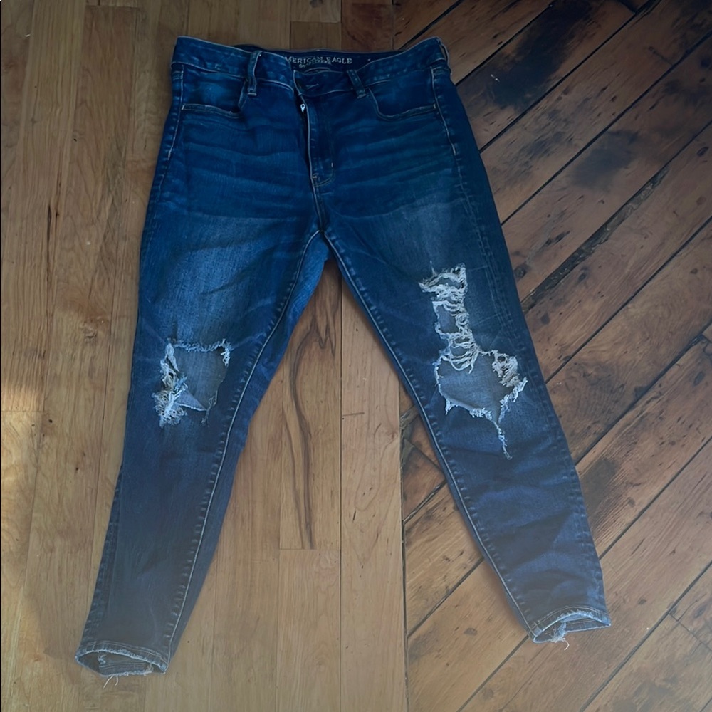 American Eagle Outfitters Blue Skinny Jeans Distressed